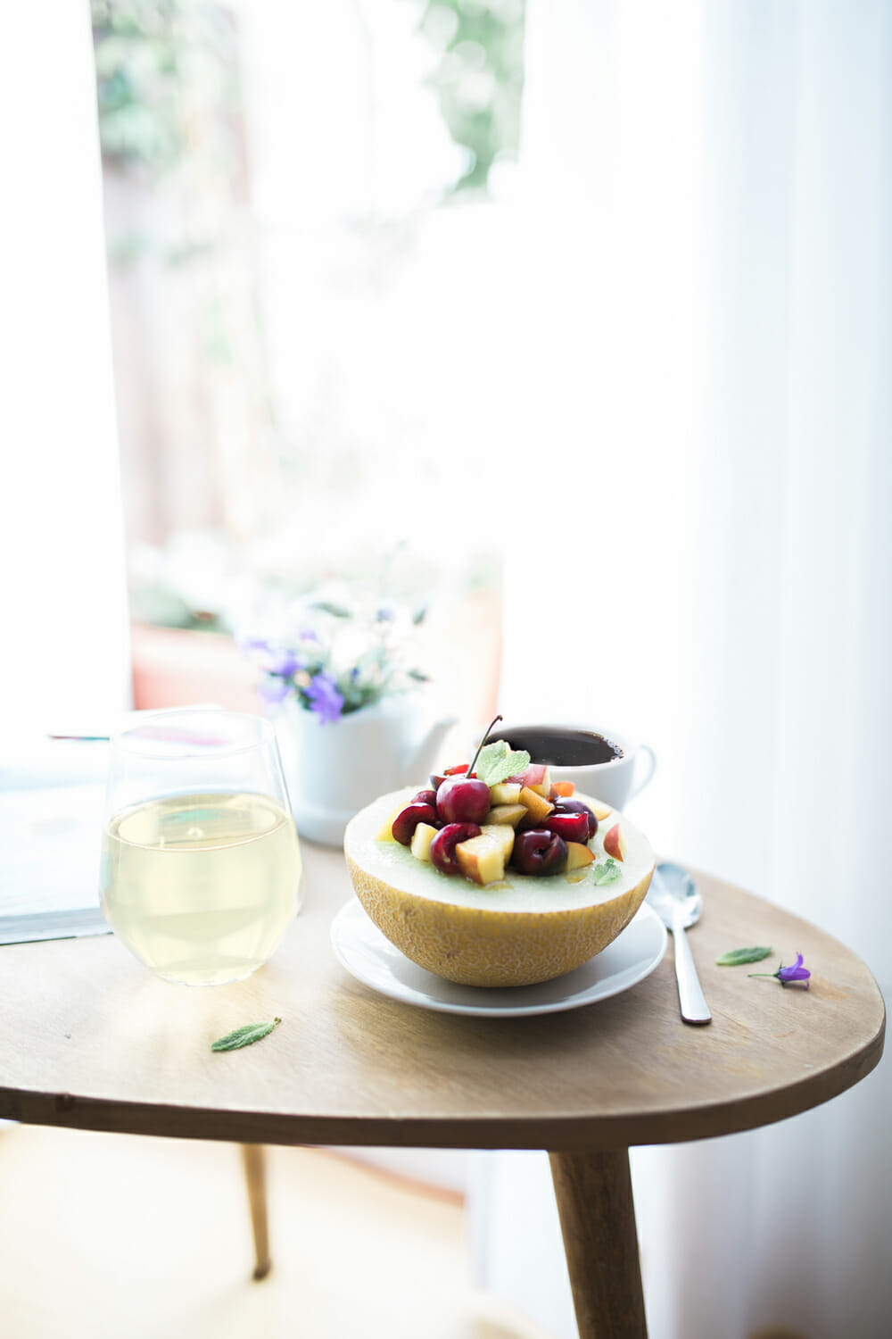 Wonderful breakfast honey melon and coffee 