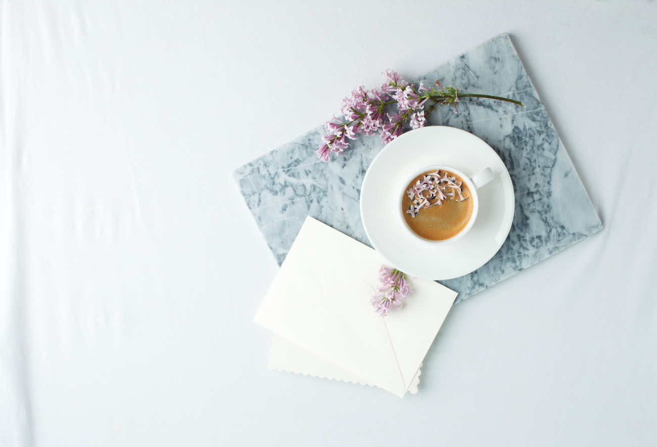 letter-writing stationary with lavender latte